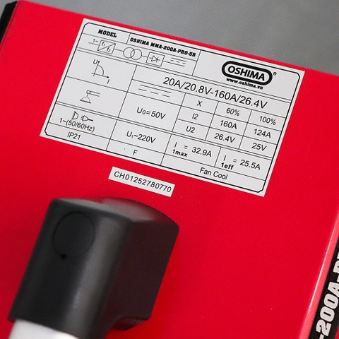 Máy hàn OSHIMA MMA-200A-PRO-5B 8.5KVA Đỏ