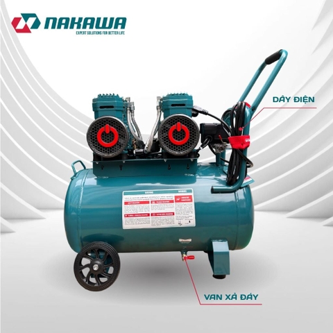 Máy nén khí không dầu, tốc nhanh, siêu êm NAKAWA NK-52H52L - 52 lít
