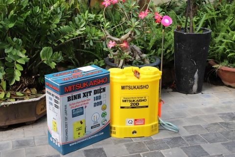 Máy phun thuốc trừ sâu, côn trùng điện Mitsukaisho 20D Vàng Bình ắc qui 12V8Ah