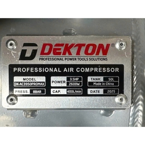 Máy nén khí không dầu 50L 3.5HP Dekton DK-AC3950PROMAX (bình nhôm)