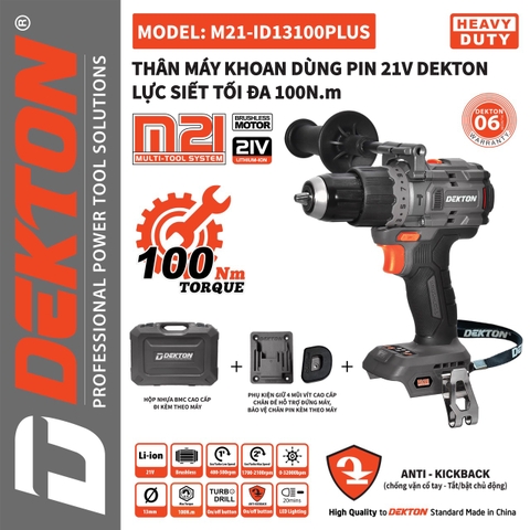 Thân máy khoan dùng pin 21V Dekton M21-ID13100PLUS