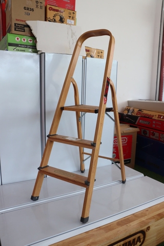 Thang nhôm xếp Oshima TG3 Màu gỗ (ghế -3 bậc)