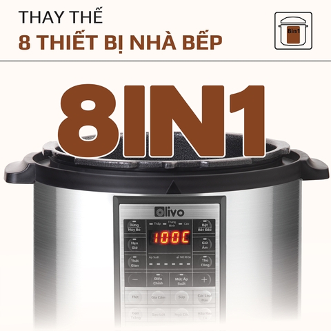 Nồi Áp Suất Điện Đa Năng OLIVO PC60 – 16 Chức Năng – Dung Tích 6L – Công Suất 1000W