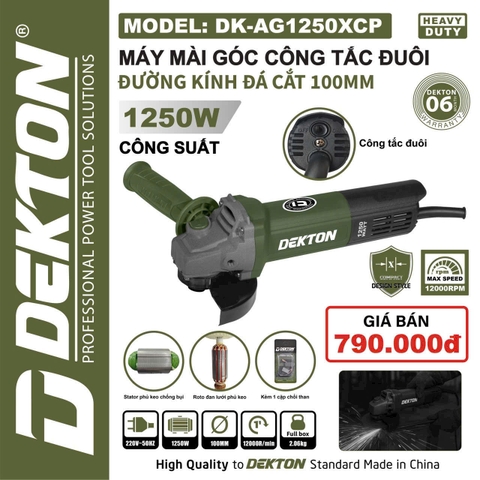 Máy mài góc công tắc đuôi Dekton DK-AG1250XCP đường kính đá cắt 100mm