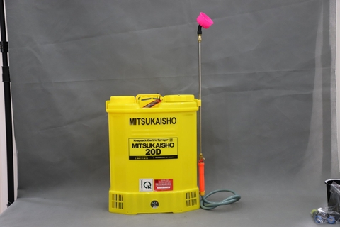 Máy phun thuốc trừ sâu, côn trùng điện Mitsukaisho 20D Vàng Bình ắc qui 12V8Ah