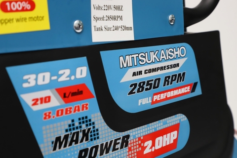 Máy nén khí Mitsukaisho 30-2.0 2.0HP Xanh đậm Điện 1 pha (có dầu, nhanh, dây đồng)