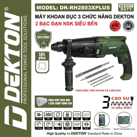 Máy khoan đục 3 chức năng Dekton DK-RH2803XPLUS 800W