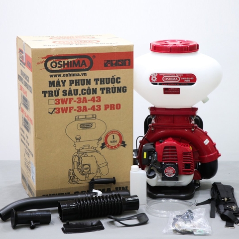 Máy phun thuốc trừ sâu côn trùng động cơ OSHIMA 3WF-3A-43 Pro Đỏ 2 thì (3 chức năng)