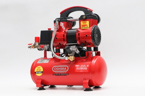 Máy nén khí Oshima 12-1.5 1.5HP Đỏ Điện 1 pha (Không dầu,nhanh,dây đồng)