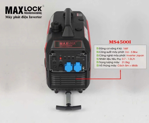 Máy Phát Điện Chạy Xăng Maxlock MS4500I (Inverter - siêu cách âm) (3.8KW - Khởi động điện)