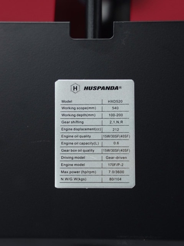 Máy xới đất 2 cầu sau Huspanda HXD520 (Động cơ 170F)