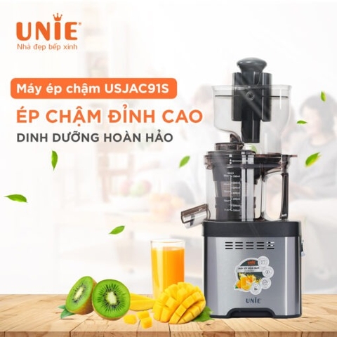 Máy ép chậm UNIE USJAC91S công suất 400W, ống tiếp nguyên liệu 82mm, vận hành êm ái (độ ồn <60dB)