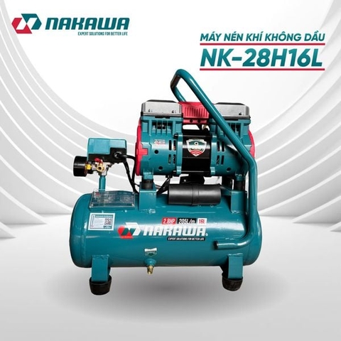 Máy nén khí không dầu, tốc nhanh, siêu êm NAKAWA NK-28H16L - 16 lít