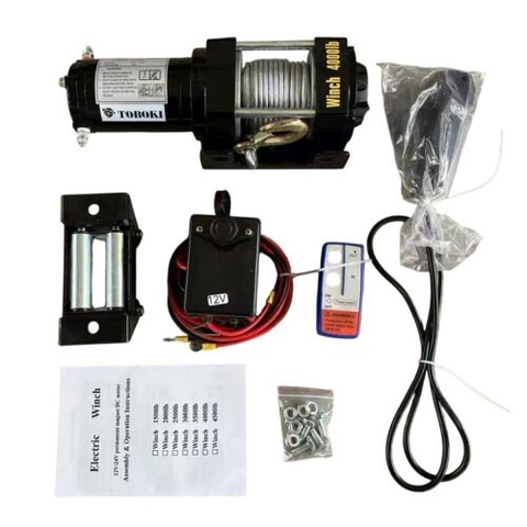 Máy tời acqui 12v TOBOKI TK-4000LBS 10m 1800KG (lực kéo ngang) Có điều khiển từ xa