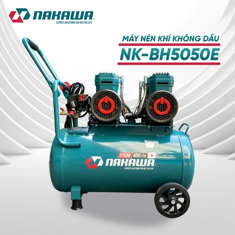 Máy nén khí không dầu, tốc nhanh, siêu êm Nakawa NK-BH5050E - 50 lít 3750W
