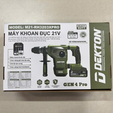 Thân máy khoan đục 3 chức năng dùng pin 21V Dekton M21-RH3203XPRO