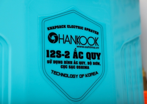 Máy phun thuốc trừ sâu, côn trùng điện HANKOOK 12S-ắc quy Xanh Bình ắc quy 12V8Ah