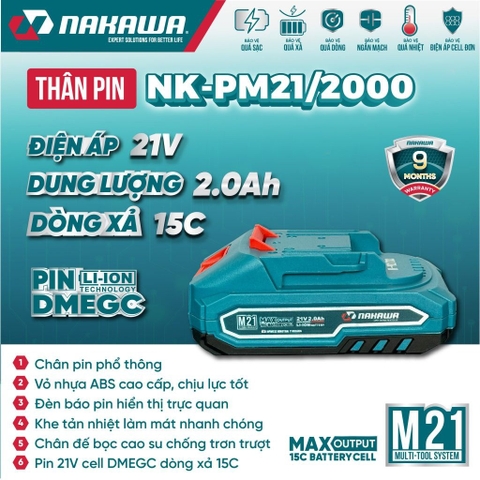 Pin 21V 2.0Ah NAKAWA NK-PM21/2000