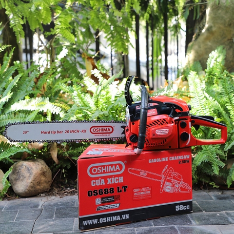Cưa xích Oshima OS688 LT 58cc Đỏ-đen 2 thì (không lam xích)