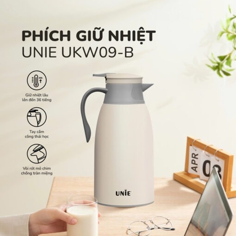 Phích giữ nhiệt UNIE UKW09-B, dung tích 1,4L, giữ nhiệt 36 giờ, vòi rót tiện lợi