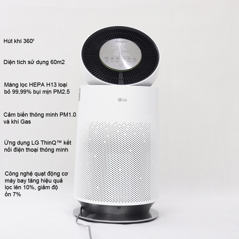 Máy lọc không khí LG PuriCare AS65GDWH0 Safeplus 1 tầng trắng
