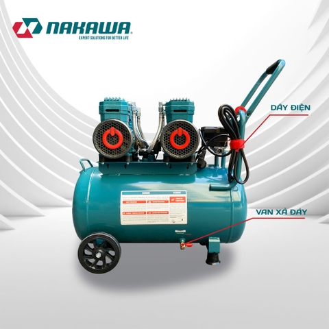Máy nén khí không dầu, tốc nhanh, siêu êm Nakawa NK-BH5050E - 50 lít 3750W
