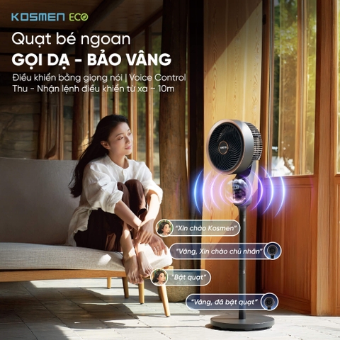Quạt đối lưu không khí Kosmen Eco ECO-F40AI-B, quạt thông minh điều khiển bằng giọng nói