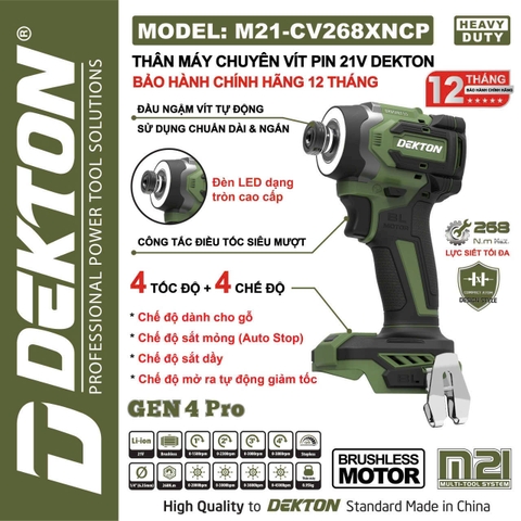 Thân máy chuyên vít pin 21V Dekton M21-CV268XNCP