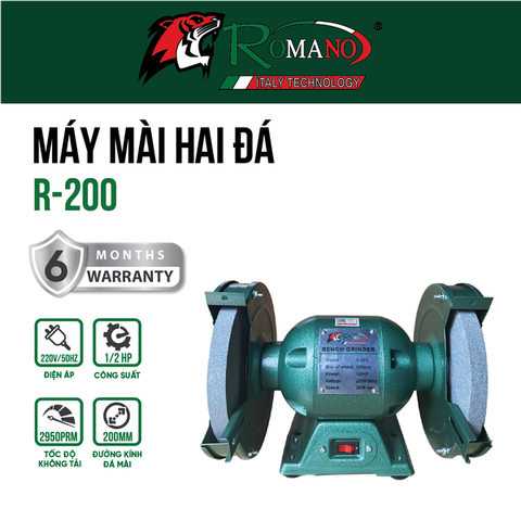 Máy mài 2 đá ROMANO RBG200