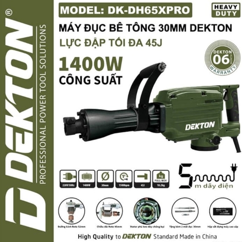 Máy đục bê tông 30mm Dekton DK-DH65XPRO 1400W