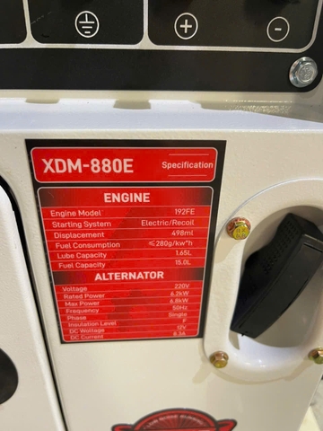 Máy Phát Điện Chạy Dầu 6.8Kw Mactool XDM-880E 220V