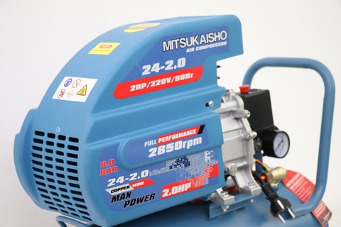 Máy nén khí Mitsukaisho 24-2.0 2.0HP Xanh đậm Điện 1 pha (có dầu, nhanh, dây đồng)
