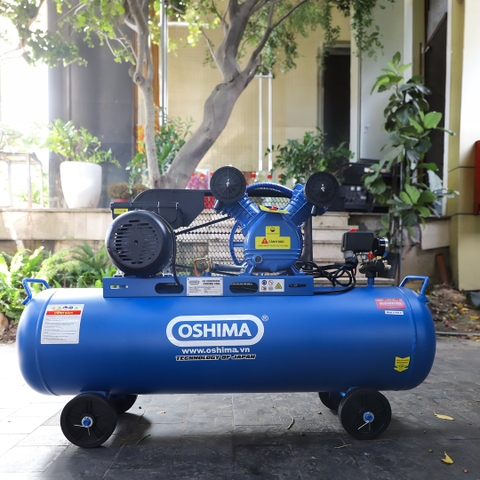 Máy nén khí OSHIMA 80L 1.5HP Xanh Điện 1 pha (có dầu, nhanh, dây đồng)