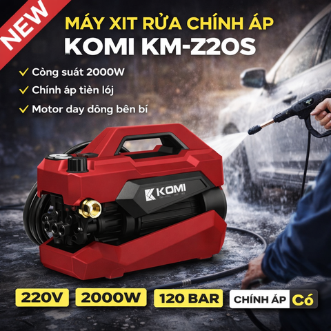 Máy xịt rửa xe chỉnh áp Komi KM-Z20S