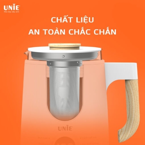 Ấm siêu tốc đa năng 6in1 UNIE UEK1081W màn hình hiển thị điện tử, chất liệu thủy tinh bền bỉ