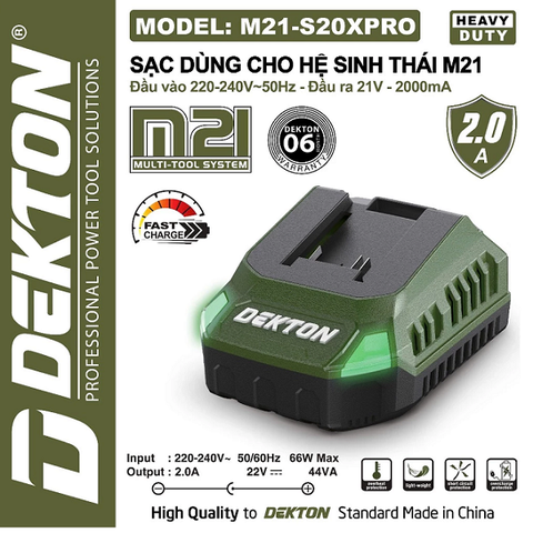 Sạc Pin Dekton 21V 2.0Ah S20XPRO M21-S20XPRO