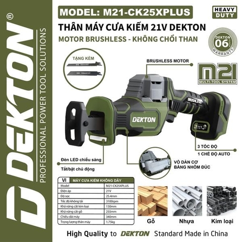 Máy cưa kiếm 21V Dekton M21-CK25XPLUS