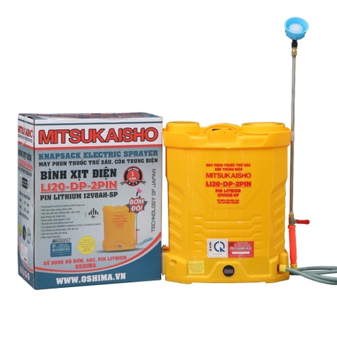 Máy phun thuốc trừ sâu, côn trùng điện MITSUKAISHO Li20-DP-pin Vàng Pin lithium 12V8Ah-SP