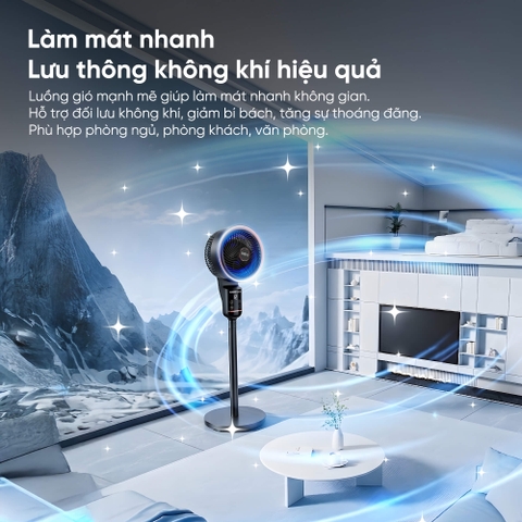 Quạt đối lưu không khí Kosmen Eco ECO-F40AI-B, quạt thông minh điều khiển bằng giọng nói
