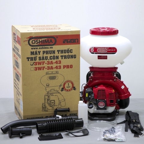Máy phun thuốc trừ sâu, công trùng động cơ OSHIMA 3WF-3A-43 43cc Đỏ 2 thì (3 chức năng)