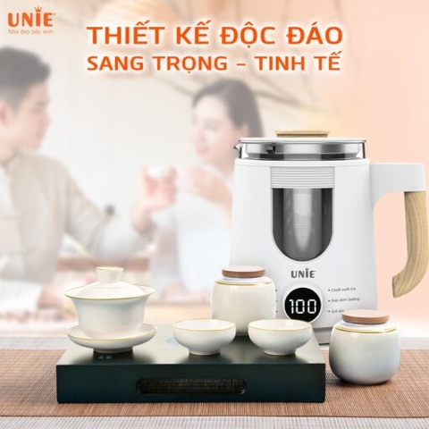 Ấm siêu tốc đa năng 6in1 UNIE UEK1081W màn hình hiển thị điện tử, chất liệu thủy tinh bền bỉ