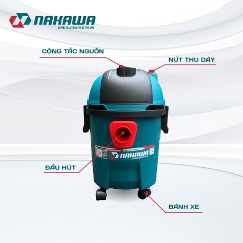 Máy hút bụi công nghiệp NAKAWA NK-VC1715PRO (1.7Kw-15L)