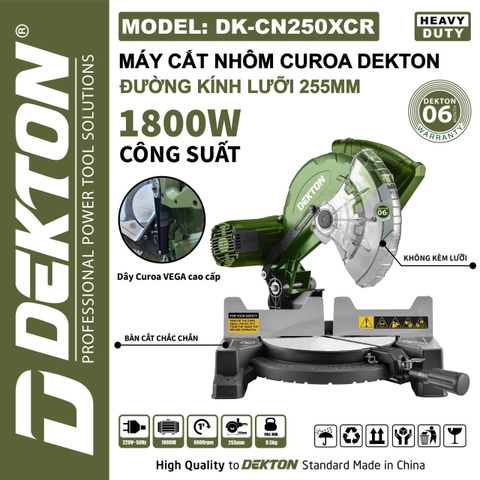 Máy cắt nhôm curoa Dekton DK-CN250XCR đường kính lưỡi 255mm, công suất 1800w