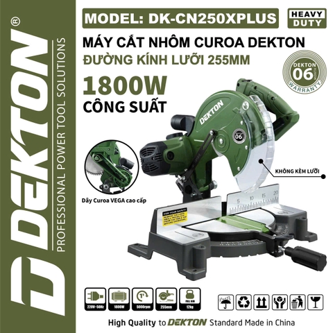 Máy cắt nhôm curoa Dekton DK-CN250XPLUS đường kính lưỡi 255m, công suất 1800w