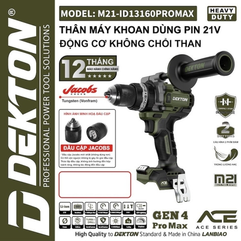 Thân máy khoan dùng pin 21V Dekton M21-ID13160PROMAX
