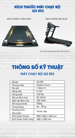 Máy chạy bộ Queen Crown QS592