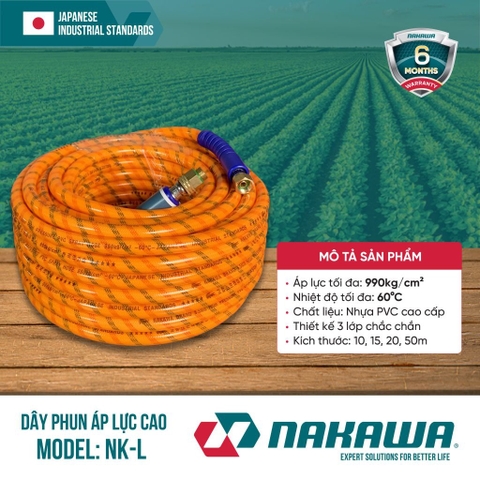 Dây phun áp lực cao NAKAWA NK-L (các kích thước 10, 15, 20, 50m)
