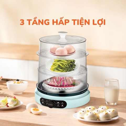 Nồi hấp Unie UE680 dung tích lớn 15L, 3 tầng hấp, gợi ý thời gian hấp