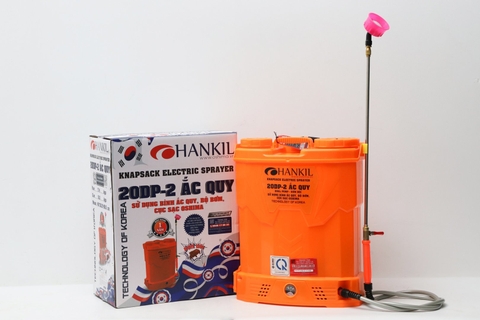 Máy phun thuốc trừ sâu, côn trùng điện HANKIL 20DP- ắc quy Cam Bình ắc quy 12V12Ah