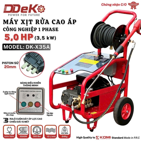 Máy xịt rửa công nghiệp 3.5Kw DDEKO DK-X35 (300Bar)